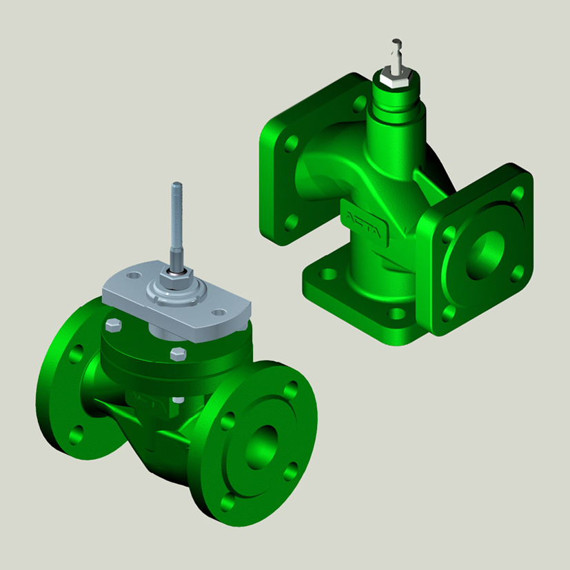 3-D модели двух- и трёхходовых регулирующих клапанов для серии АСТА ТЕРМОКОМПАКТ